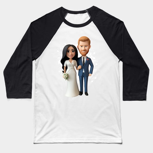 Prince Harry And Meghan Markle Baseball T-Shirt by k9-tee